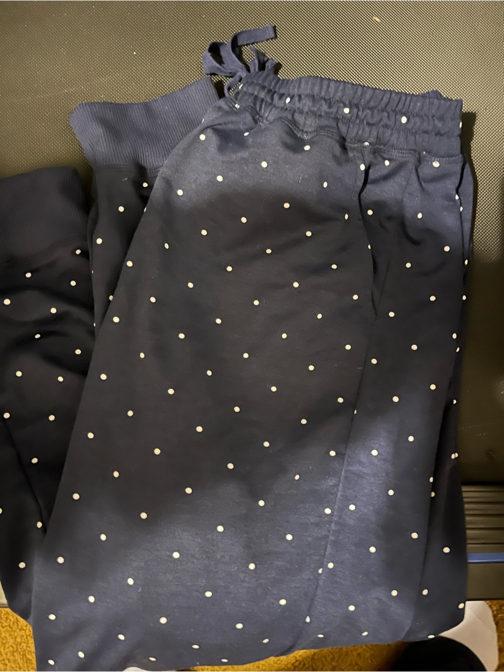 LuLaRoe Navy Polka Dot Jax joggers. Size XL
